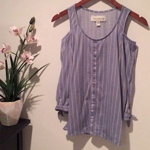 French Laundry Small Periwinkle Striped Button Top